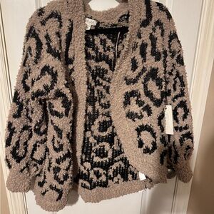 Rachel Zoe Tan and Black Leopard Print Sweater